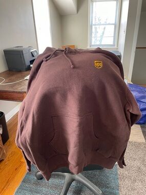 Brown Crewneck Hoodie with Small Chest Logo